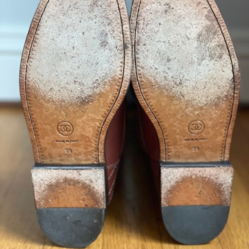 Authentic CHANEL Brown Leather Riding Boots - size 39 Euro /8-8.5 US - Picture 2 of 6